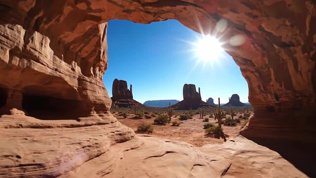 Desert rock formation archway natural sunlight outdoor scenic view