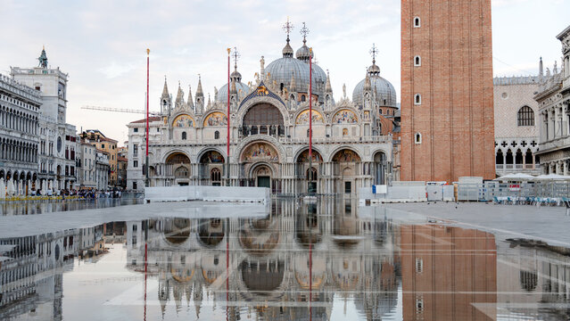 Piazza San Marco during Acqua Alta reflection