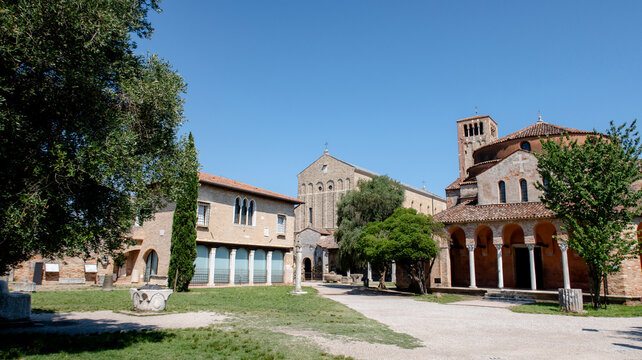 Panoramic view of Torcello with Chiesa di Santa Fosca
