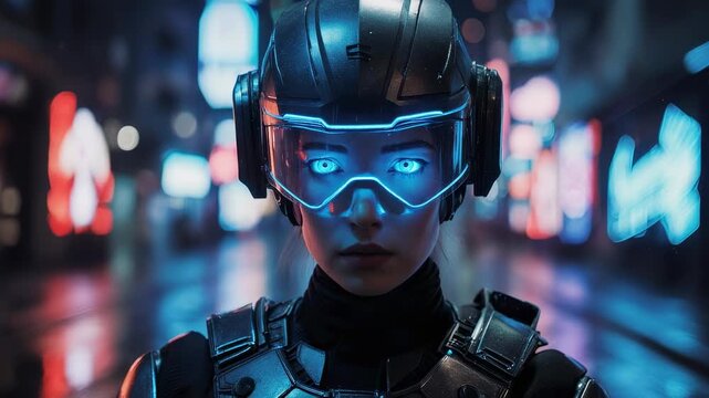 Cyberpunk Vision - A Futuristic Portrait in Neon Cityscape.