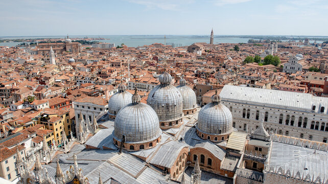 Aerial view of St. Mark&rsquo;s Basilica and Doge&rsquo;s Palace