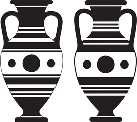 Two ancient greek amphorae silhouette