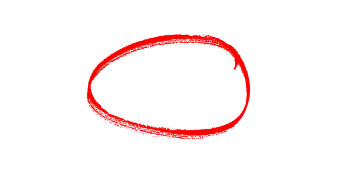 Hand-drawn Red marker circle isolated on a transparent background, brushstroke oval shape for design elements