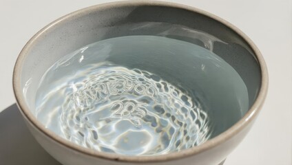 Fototapeta premium Water ripples in a ceramic bowl, creating intricate patterns of light and shadow.