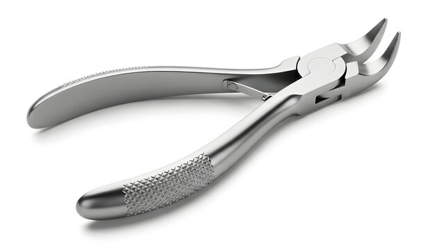 A close-up shot of a dental extraction forceps. 