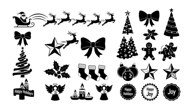 Christmas Festive Silhouette Collection: An artistic array of festive silhouette illustrations embodies the essence of the joyous holiday season, inviting viewers into a world of holiday cheer. 