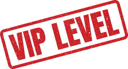 A red grunge effect rubber stamp featuring VIP level text indicating elite status tier