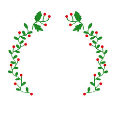 Christmas Holly Wreath Frame with Berries 