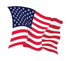 Fototapeta premium USA waving flag. American national symbol isolated on white background. Banner design element