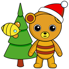 christmas elf with a teddy bear