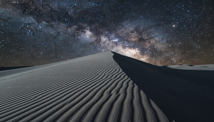 Starry Desert Night Photography, Minimal Cosmic Landscape Aesthetic