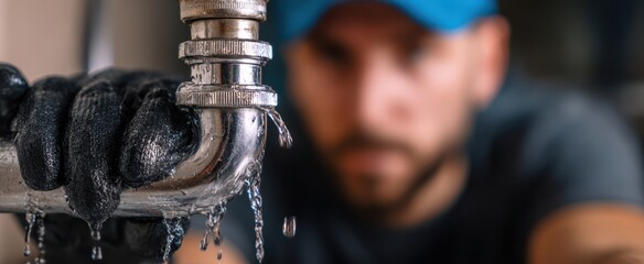 The Leaking Chrome Pipe Under a Kitchen Sink Being Repaired by a Plumber