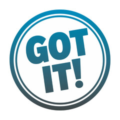 Got it circle stamp with bold blue text