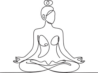 Continuous Line Art Illustration of Woman Seated in Lotus Pose
