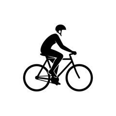 Obraz premium cyclist on bike silhouette icon with helmet