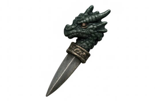 Fantasy dragon hilt dagger weapon with transparent background