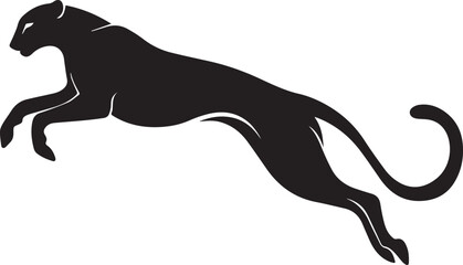 Obraz premium Running Cheetah Silhouette – Fast Leaping Wild Cat Vector Logo