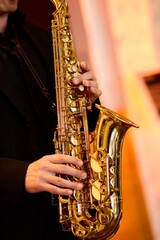 Close-Up of Jazz Musician with Saxophone	
