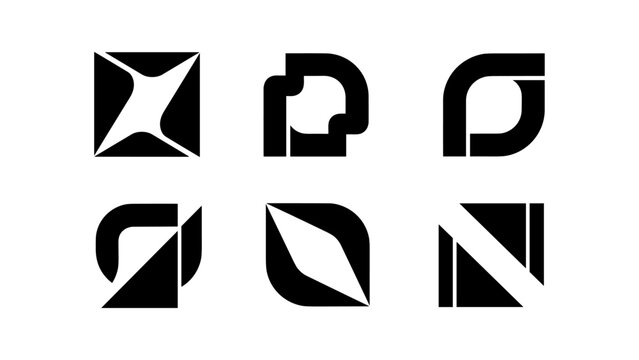 Geometric minimalist abstract shapes collection in black and white