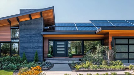 Video A modern home with solar panels installed on the roof, providing renewable energy - Powered by Adobe