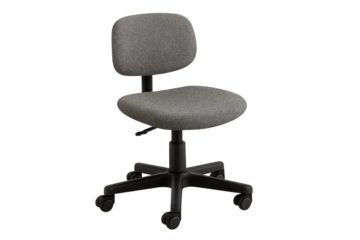 Ergonomic gray office chair isolated on a transparent background, studio shot
