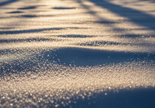 Golden hour sunlight sparkling on textured snowdrift - Powered by Adobe
