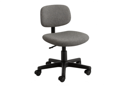 Ergonomic gray office chair isolated on a transparent background, studio shot