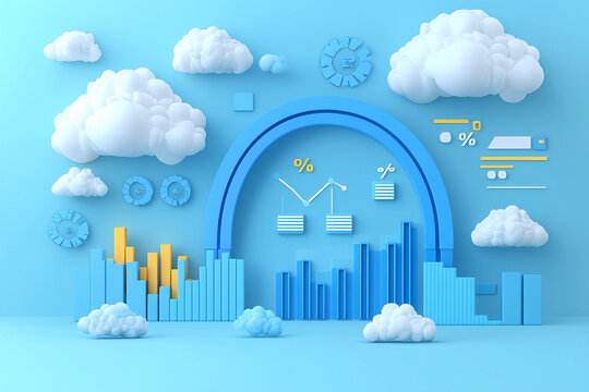 Stylized blue illustration of data visualization and graphs Generative AI - Powered by Adobe