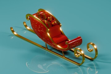 Rendered Santa Sleigh with Wrapped Gifts