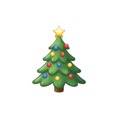 Naklejka premium Christmas tree emoji clipart with cute cartoon transparent background for Christmas and festival element