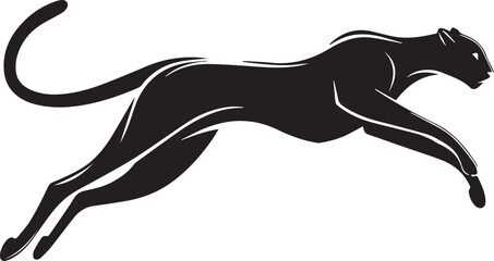 Running Cheetah Silhouette – Fast Leaping Wild Cat Vector Logo