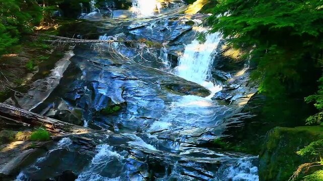 a video of an waterfall in Mount Rainier National Park Washington State