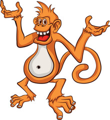 Monkey lying cartoon illustration animal vector cute fun happy smile nature drawing humor