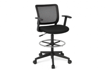 Modern black mesh office chair, isolated on transparent background design