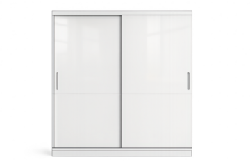 Modern white wardrobe with sliding doors isolated on transparent background