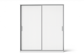 Modern wardrobe with sliding doors isolated on a transparent background, white color, clean lines, studio shot