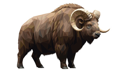 Geometric polygonal bison design with strong horns