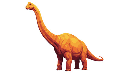Colorful low poly brachiosaurus dinosaur on white background