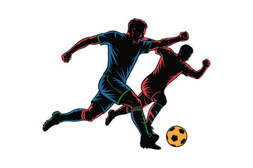 Fototapeta premium soccer players silhouettes, Running Football Players Modern Vector Artwork