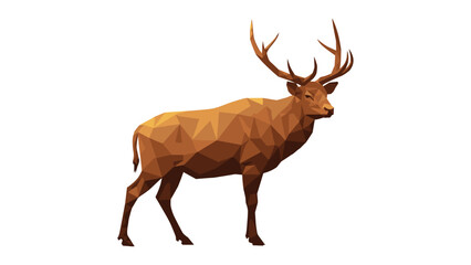 Fototapeta premium Geometric deer with large antlers in low poly design on white background