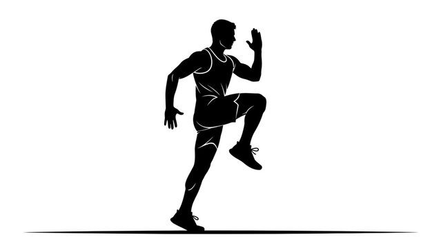 Dynamic silhouette of a male athlete in motion, ideal for fitness apps, sports branding, and health campaigns, showing drive, energy, and athletic prowess