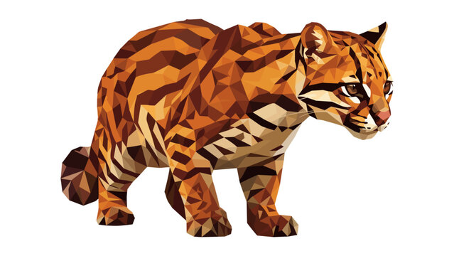 Low poly ocelot with geometric patterns in a modern wildlife design