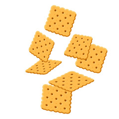 Crackers falling cookies, vector art illustration.