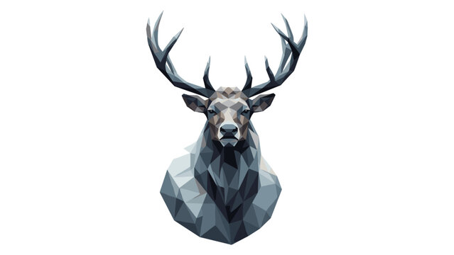 Geometric polygonal deer head on white background