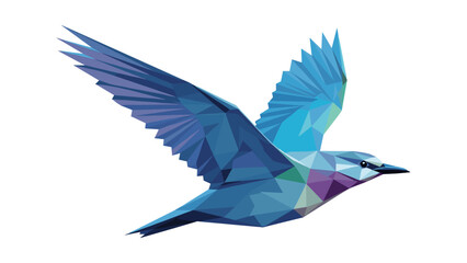 Fototapeta premium Geometric low poly bird in flight with vibrant colors on white background