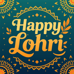 Lohri Happy Typography Background, vector art illustration.