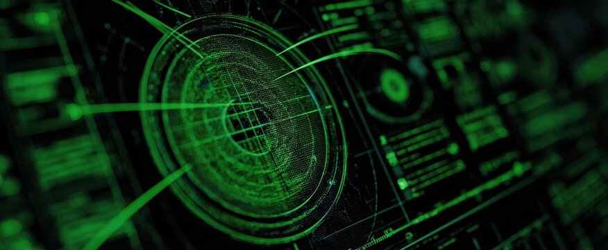 The HUD displaying green holographic radar and data rich digital interface