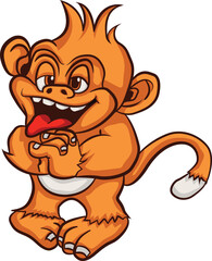 Monkey Melts cartoon animal vector illustration cute mammal funny character fun smile zoo happy pet drawing art