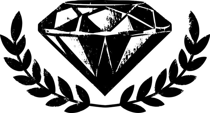 Diamond engraving in a vintage outline style. Classic decorative vector illustration with laurel elements in a set.