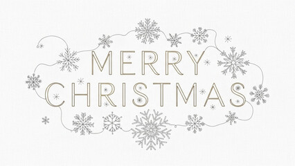 Elegant Merry Christmas greeting with delicate snowflakes, perfect for holiday cards, festive banners, and winter promotions with a touch of minimalist charm